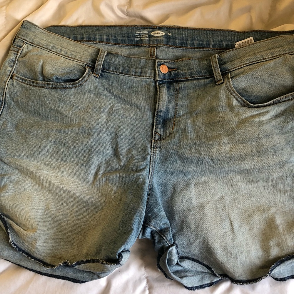 light wash denim shorts